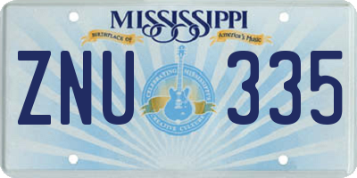 MS license plate ZNU335