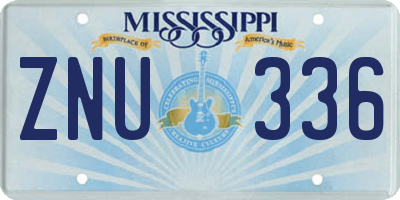 MS license plate ZNU336