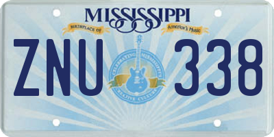 MS license plate ZNU338