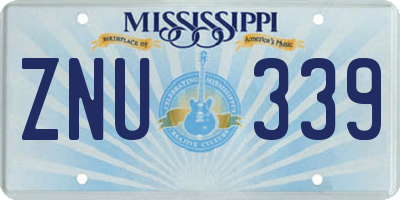 MS license plate ZNU339