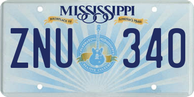 MS license plate ZNU340
