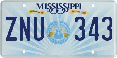 MS license plate ZNU343