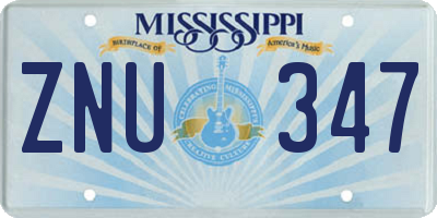 MS license plate ZNU347