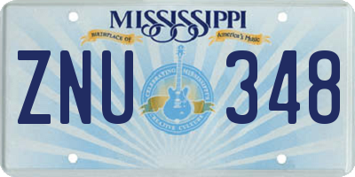 MS license plate ZNU348