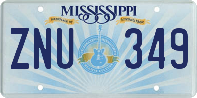MS license plate ZNU349