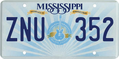 MS license plate ZNU352