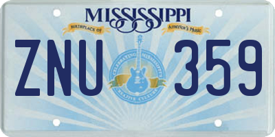 MS license plate ZNU359