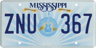 MS license plate ZNU367