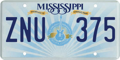 MS license plate ZNU375