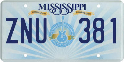 MS license plate ZNU381