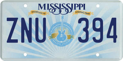 MS license plate ZNU394