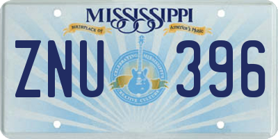 MS license plate ZNU396