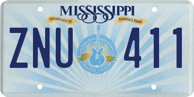 MS license plate ZNU411