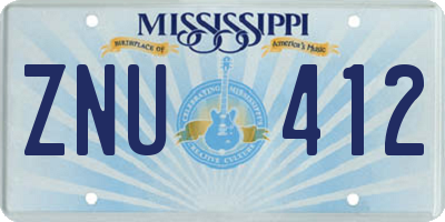 MS license plate ZNU412