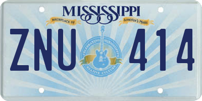 MS license plate ZNU414