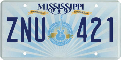 MS license plate ZNU421