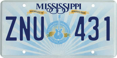 MS license plate ZNU431