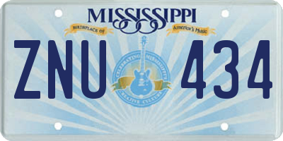 MS license plate ZNU434