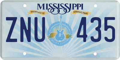 MS license plate ZNU435