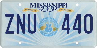 MS license plate ZNU440