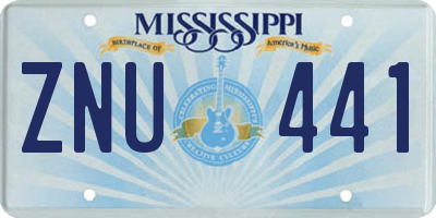 MS license plate ZNU441