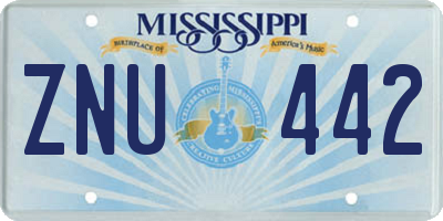 MS license plate ZNU442