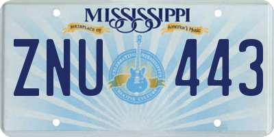 MS license plate ZNU443