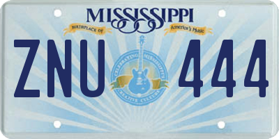 MS license plate ZNU444