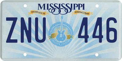 MS license plate ZNU446
