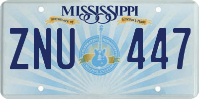 MS license plate ZNU447