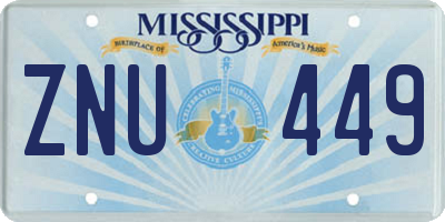 MS license plate ZNU449