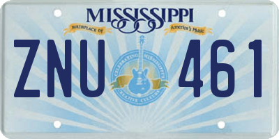 MS license plate ZNU461
