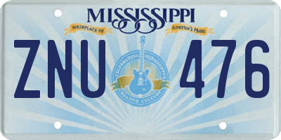 MS license plate ZNU476