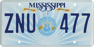 MS license plate ZNU477