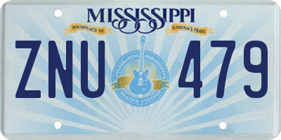 MS license plate ZNU479