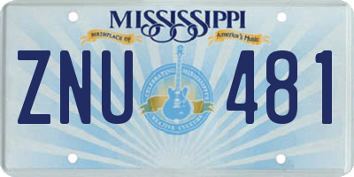 MS license plate ZNU481