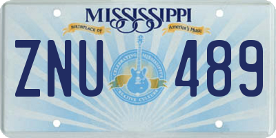 MS license plate ZNU489