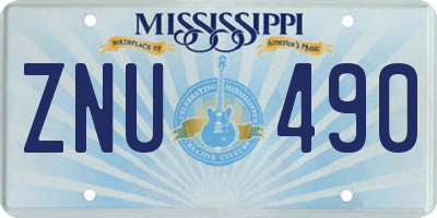 MS license plate ZNU490