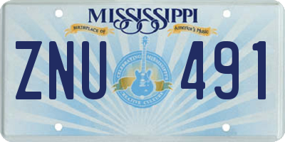 MS license plate ZNU491