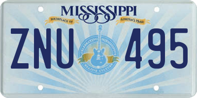 MS license plate ZNU495