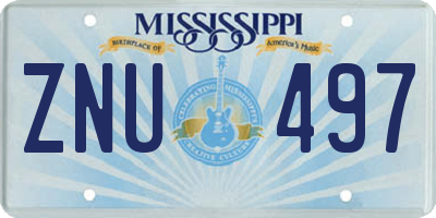 MS license plate ZNU497