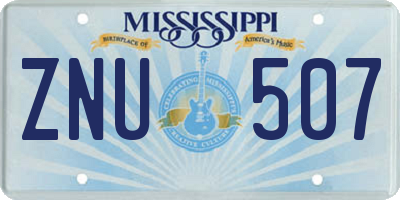 MS license plate ZNU507