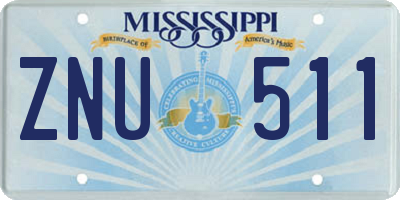 MS license plate ZNU511