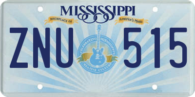 MS license plate ZNU515