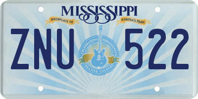 MS license plate ZNU522