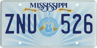 MS license plate ZNU526