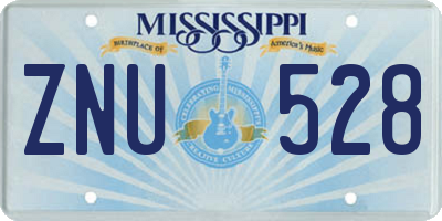 MS license plate ZNU528
