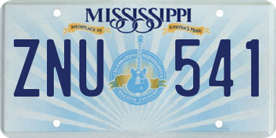MS license plate ZNU541