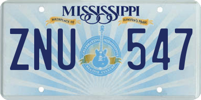 MS license plate ZNU547