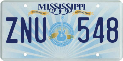 MS license plate ZNU548
